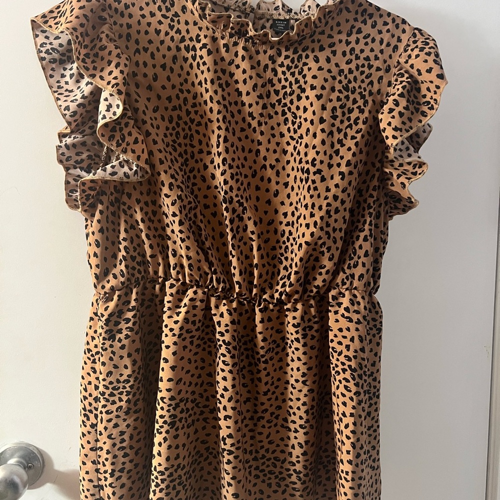 Leopard Print Ruffle Sleeve Blouse - Picture 1 of 2